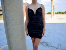 Load image into Gallery viewer, CLAUD&#39;S RUCHED SATIN MINI DRESS
